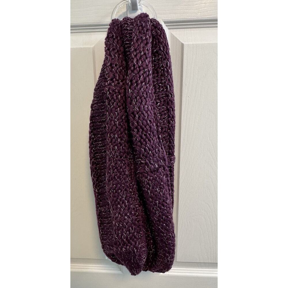 Rachel Zoe Women’s Infinity Scarf Purple Silver Metallic Thread 36” X 9” New